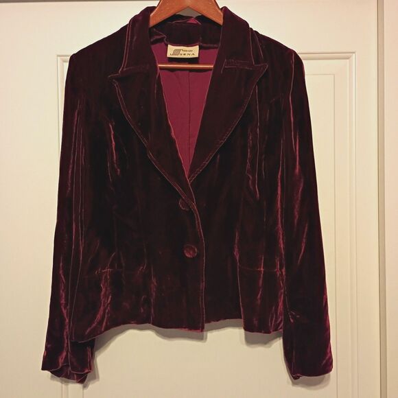 Sena Seide-Natur Silk Velvet Drapey Jacket Red M Romantic Goth Dark Academia - Picture 1 of 9